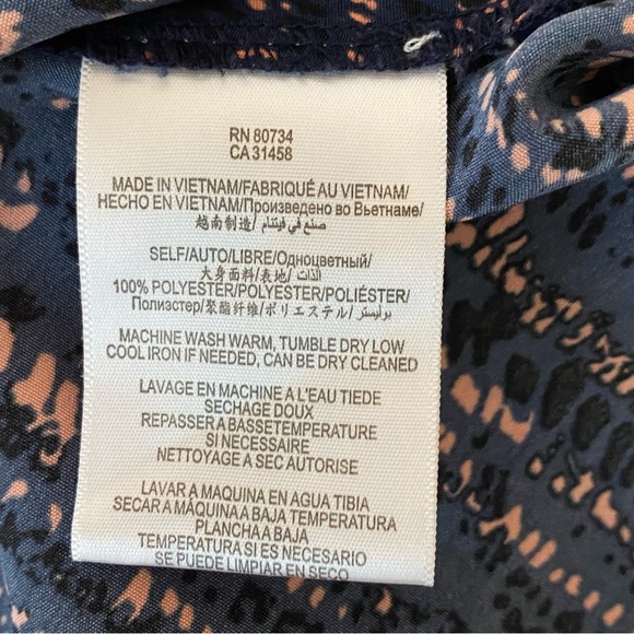 BCBGeneration Womens 10 Mini Skirt Navy Blue Pink Side Zip Front Slit Hem 17” - Picture 8 of 10